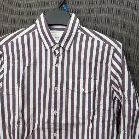 American Eagle Mens Size M Classic Fit Striped Long Sleeve Button-Down Shirt - Picture 2 of 7